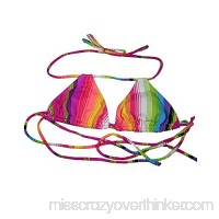 Womens Double Slide Tri Bikini Swimsuit Top Bright Stripes B01FTQG3BY